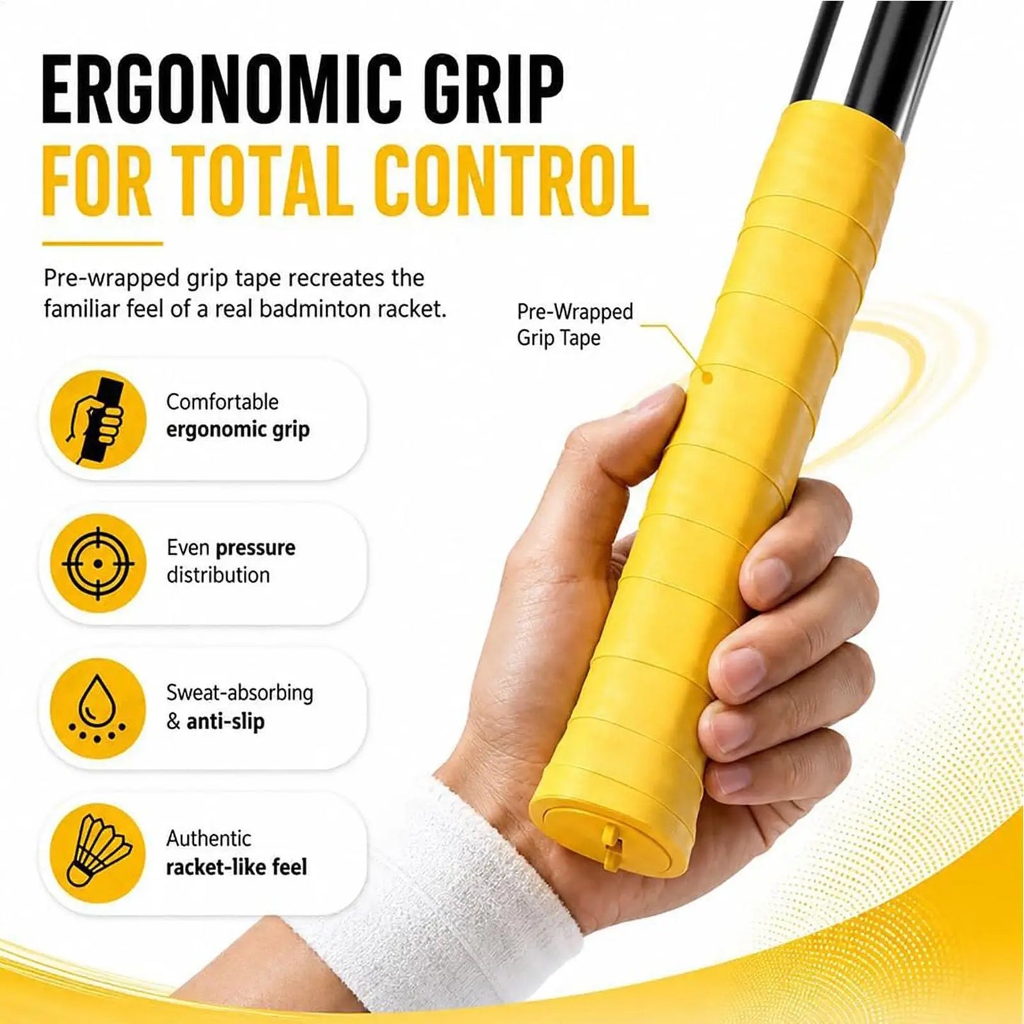 Badminton Swing Trainer Correction Tool adjustable reluctance Non-slip durable handle For Training Aid Equipment Badminton