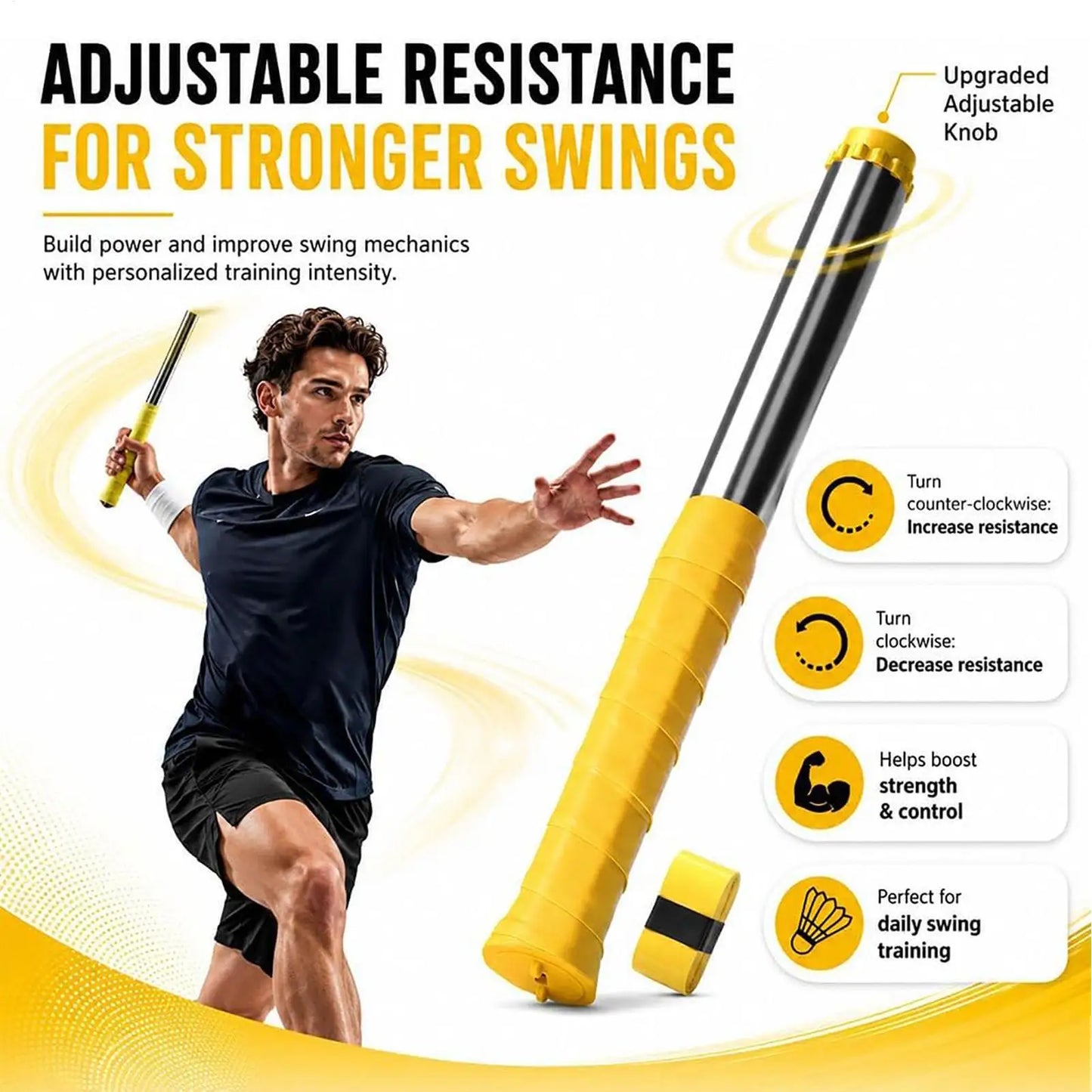 Badminton Swing Trainer Correction Tool adjustable reluctance Non-slip durable handle For Training Aid Equipment Badminton